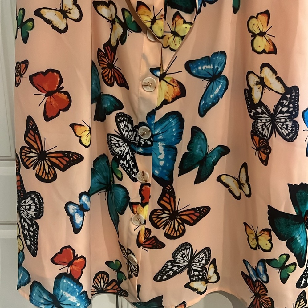 Buddy Love Peach Mini Dress with Multicolor Butterfly Print - Picture 3 of 4